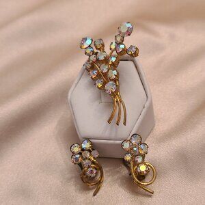 Vintage Austrian Brooch & Clip on Earring Set